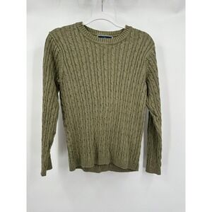 Karen Scott Womens Cable Knit Fisherman Sweater Size M Preppy Academia Old Money
